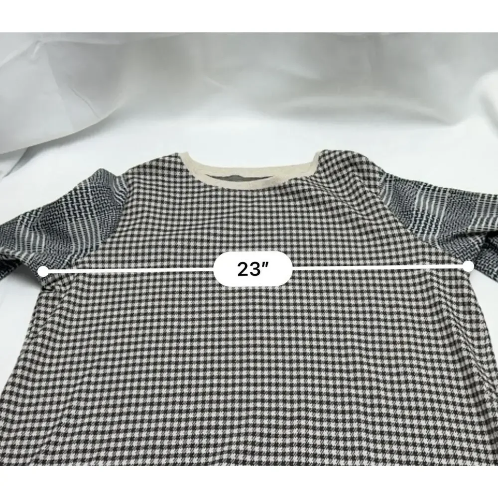 Lands End Sweater 1X Houndstooth Knit Pullover Plus Size Cozy Neutral Top - Picture 5 of 9